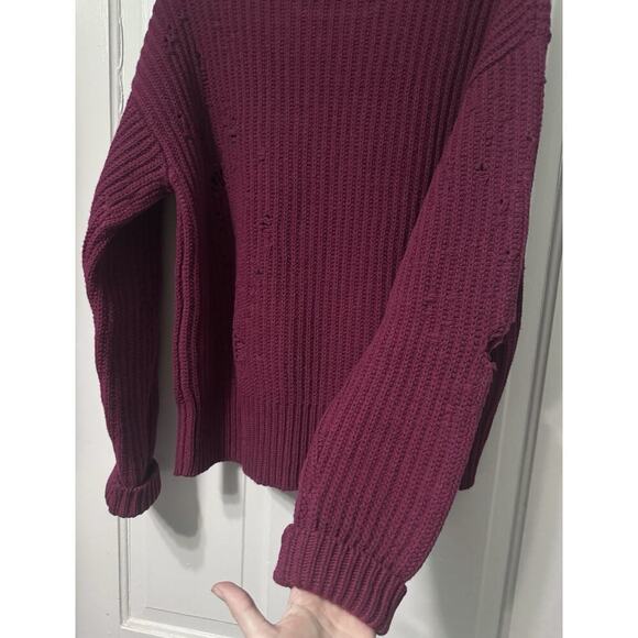 NWT Dsquared2 Ripped Distressed Magenta Wool Sweater Size XS (S-M) Runs BIG - Picture 10 of 13